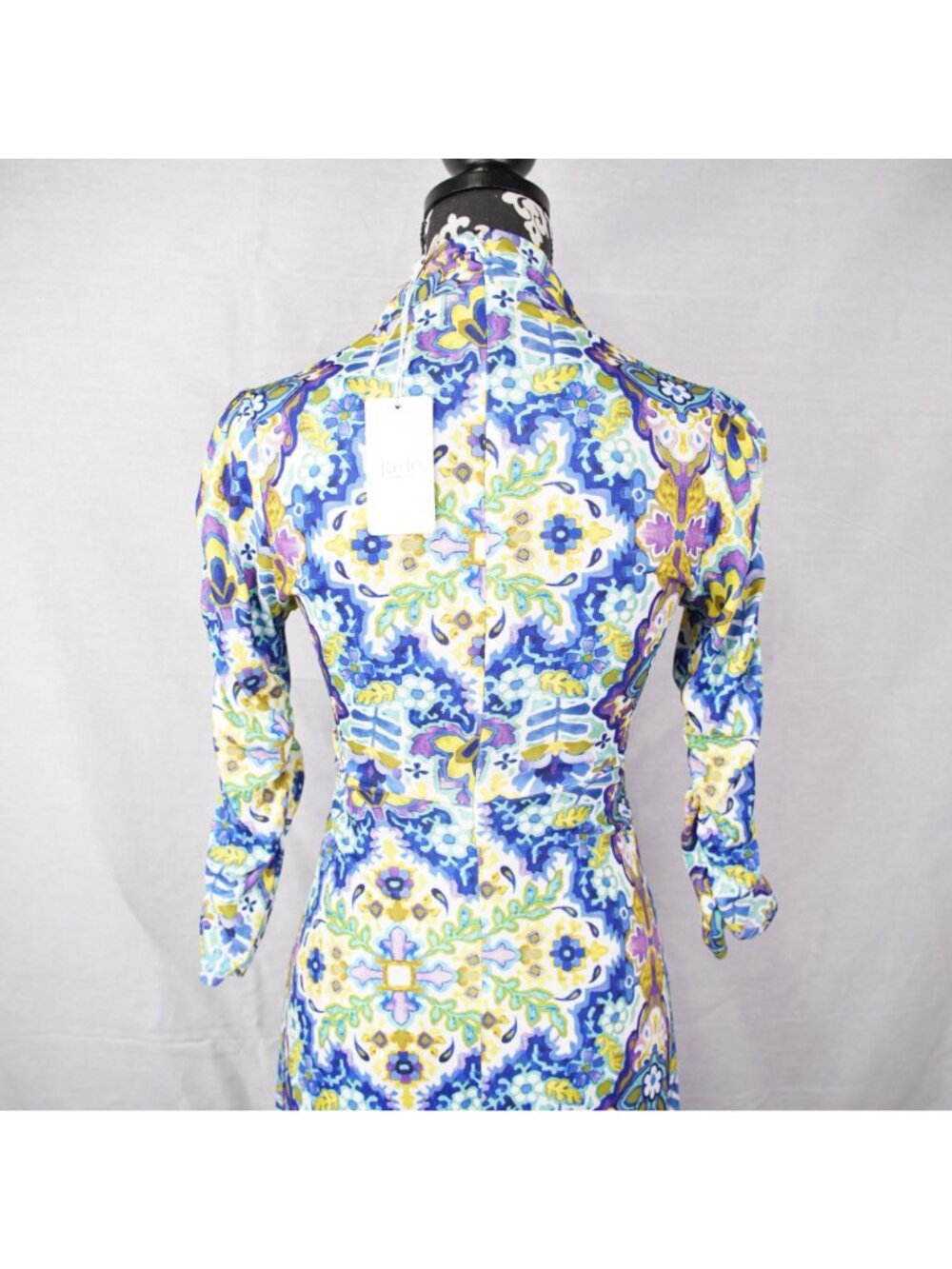 Johnny Was Jade Kiara Matte Jersey Tea Length Dress Size Small Stretch NWT - Picture 4 of 11